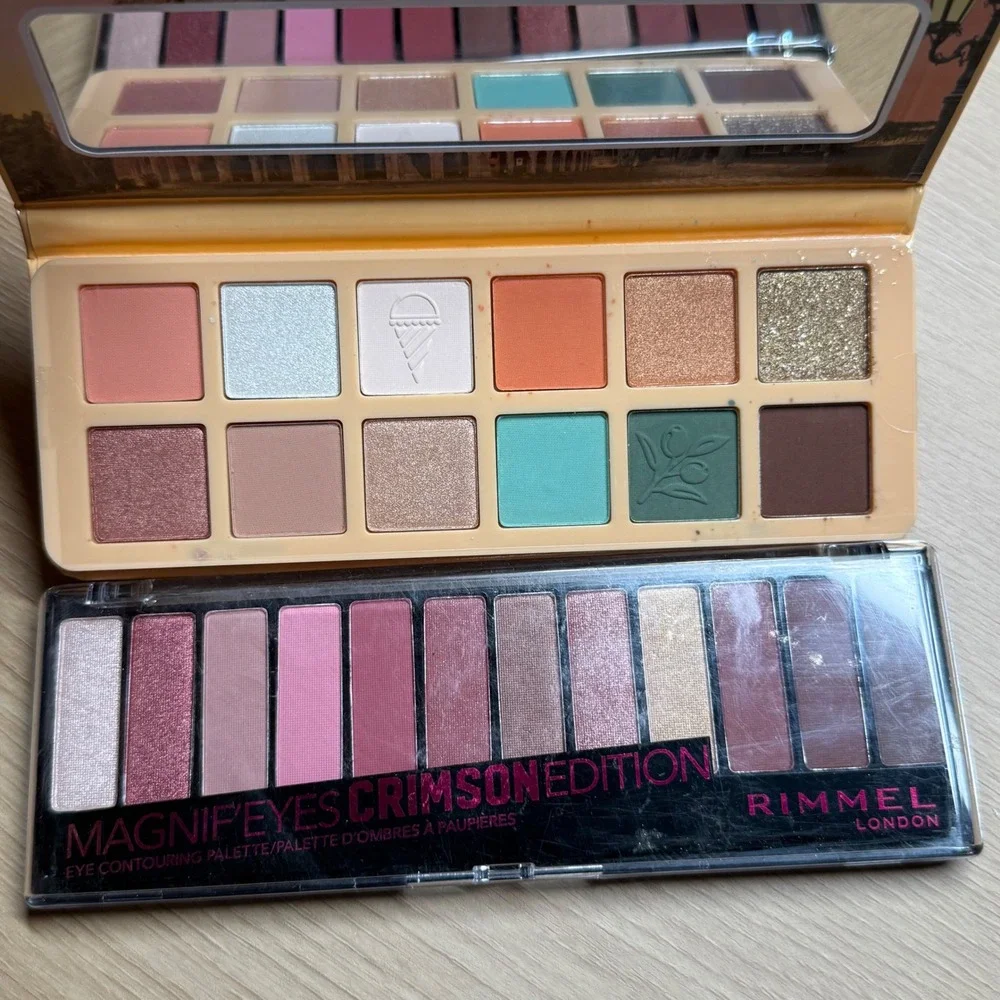Rimmel Crimson Edition & Essence Roma Eyeshadow Palette Bundle Shimmer Matte 2pc